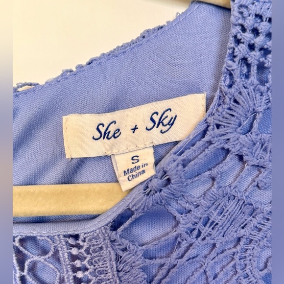 She + Sky Blue Crochet Short Sleeve Isla Dress- Size Small - Picture 7 of 7
